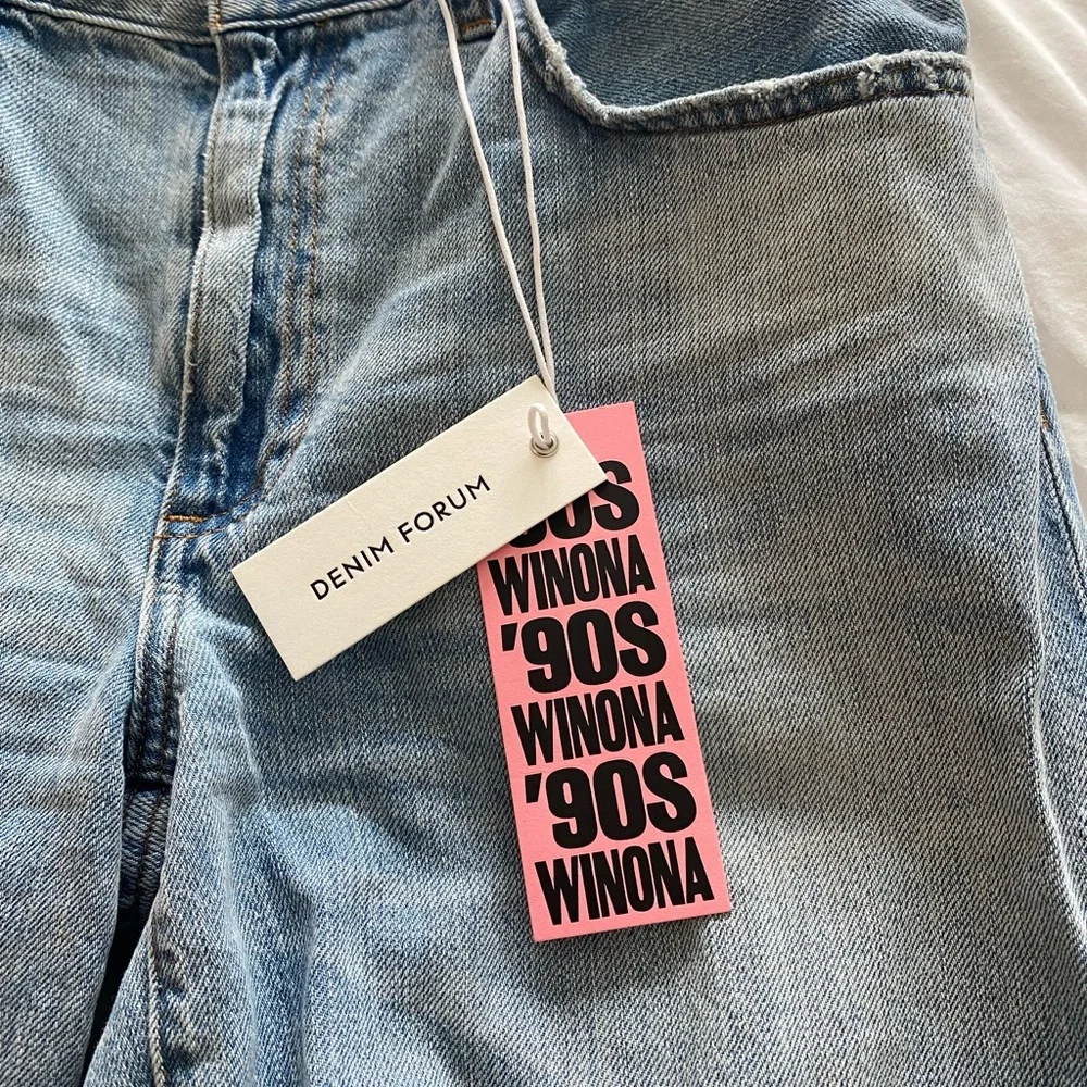 Denim Forum Light Blue Wide Leg Jeans - Picture 6 of 12